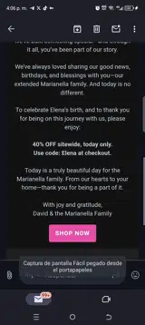 Elena coupon verification screenshot