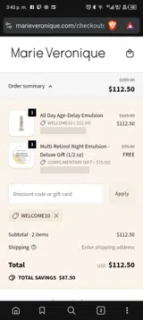 Marie Veronique coupon verification screenshot