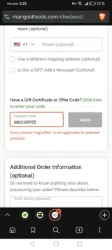 MGCOFFEE coupon verification screenshot