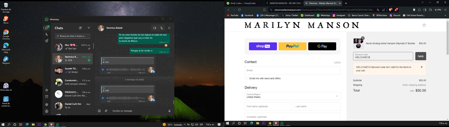 Marilyn Manson checkout page showing Marilyn Manson discount code box | Screenshot taken by SimplyCodes community member on Apr 9, 2024