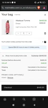Welcome10 coupon verification screenshot