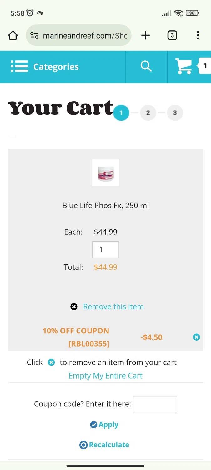 where to use Marineandreef.com promo code box