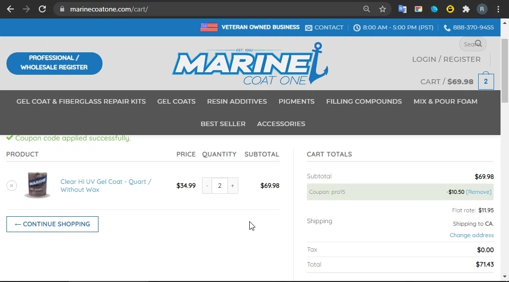 where to use Marine Outlet promo code box