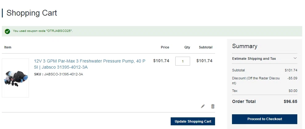Marine Parts Source checkout page showing Marine Parts Source discount code box | Screenshot taken by SimplyCodes community member on Aug 24, 2023