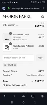 Marion Parke coupon verification screenshot