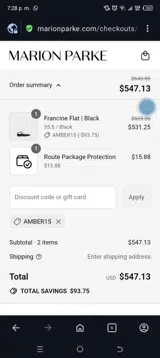 Marion Parke coupon verification screenshot