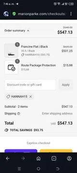 Marion Parke coupon verification screenshot