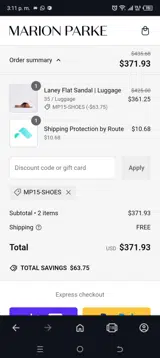 Marion Parke coupon verification screenshot