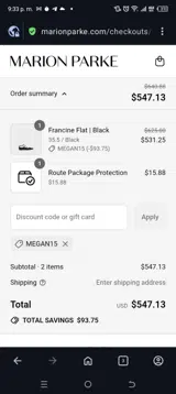 Marion Parke coupon verification screenshot