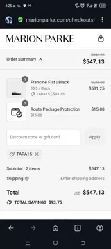 Marion Parke coupon verification screenshot
