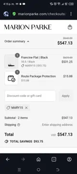 Marion Parke coupon verification screenshot