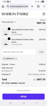 Marion Parke coupon verification screenshot