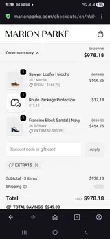 Marion Parke coupon verification screenshot