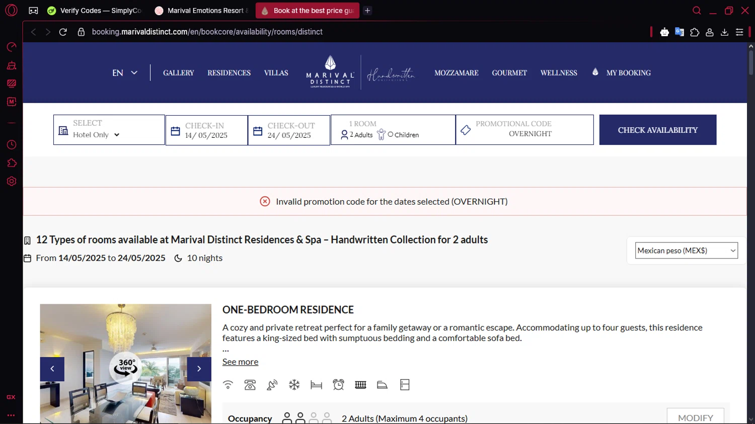 Marival promo code screenshot showing code OVERNIGHT applied at Marival checkout page. Uploaded by SimplyCodes community member TOLUENO on May 6, 2025