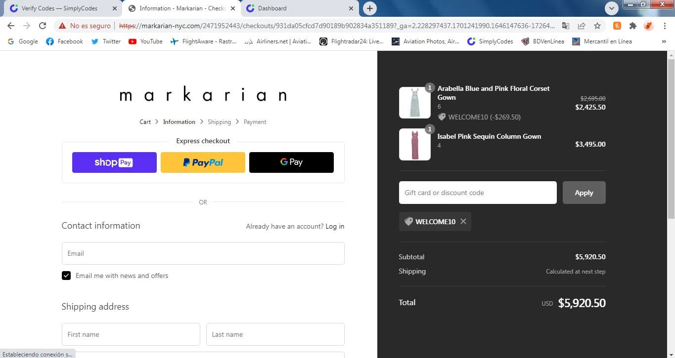 where to use Markarian promo code box