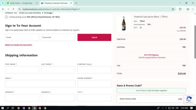 Marketview Liquor checkout page showing Marketview Liquor promo code box | Screenshot taken by SimplyCodes community member on Jul 16, 2025