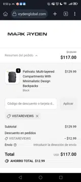 VISTAREVIEWS coupon verification screenshot