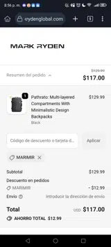 Marimir coupon verification screenshot