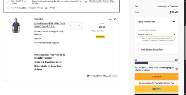 Mark's checkout page showing Mark's promo code box | Screenshot taken by SimplyCodes community member on Jul 11, 2025