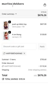 HAPPYBIRTHDAY445 coupon verification screenshot