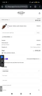 Welcome20 coupon verification screenshot