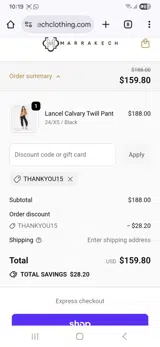 Thankyou15 coupon verification screenshot