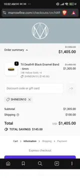 Marrow Fine coupon verification screenshot