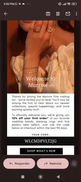 Marrow Fine coupon verification screenshot