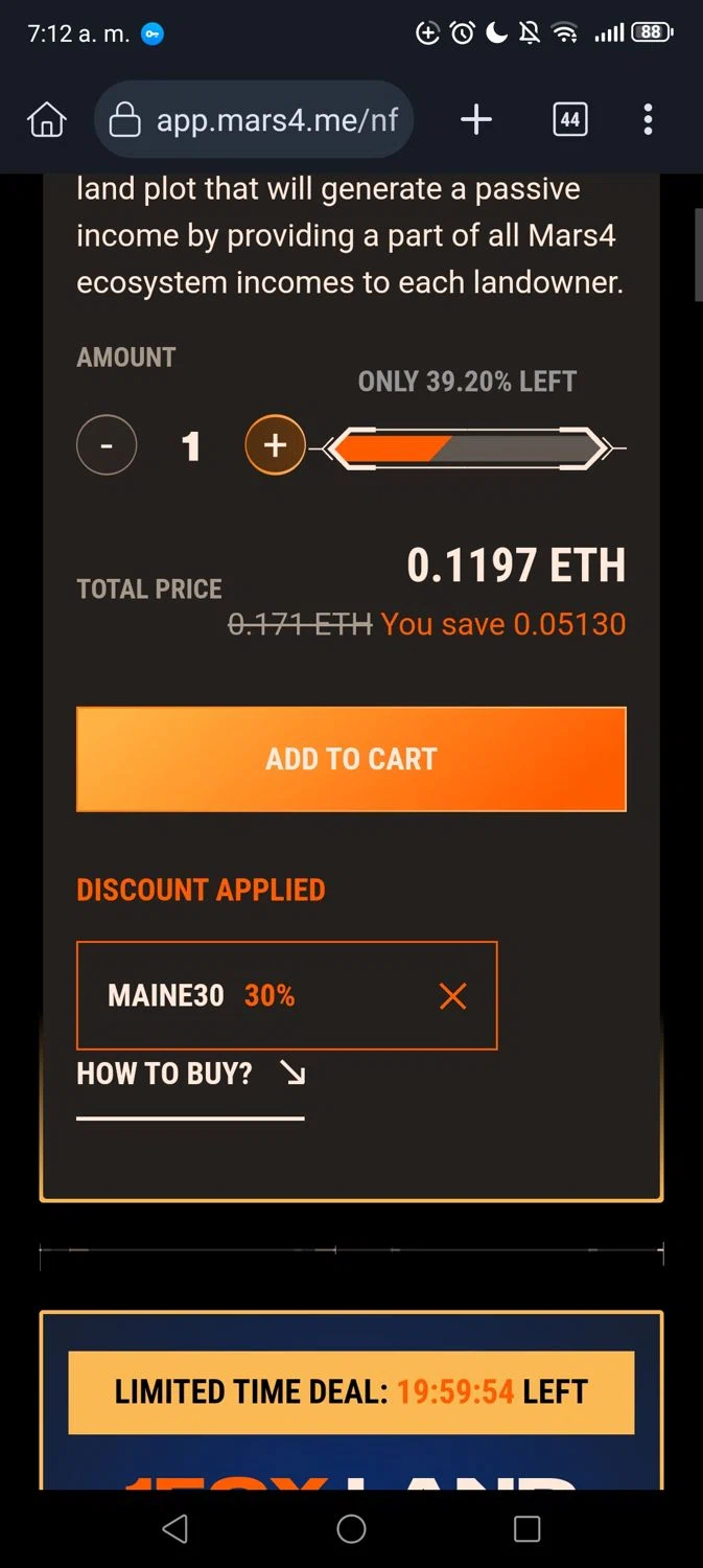 Mars4 checkout page showing Mars4 promo code box | Screenshot taken by SimplyCodes community member on Dec 22, 2024