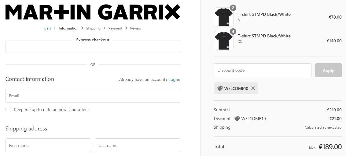 Martin Garrix checkout page showing Martin Garrix promo code box | Screenshot taken by SimplyCodes community member on Sep 28, 2021