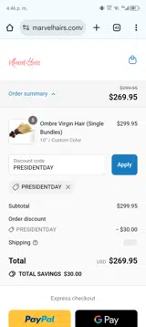 PRESIDENTDAY coupon verification screenshot