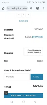 Thanks15 coupon verification screenshot