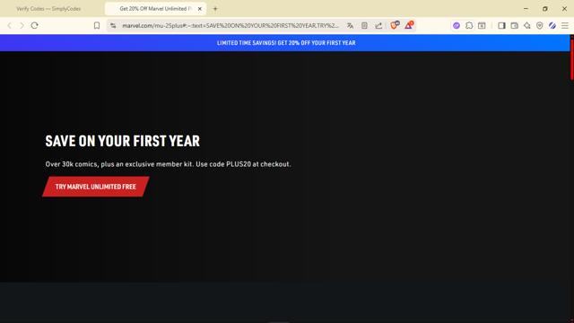 Marvel Unlimited checkout page showing Marvel Unlimited promo code box | Screenshot taken by SimplyCodes community member on Aug 27, 2025