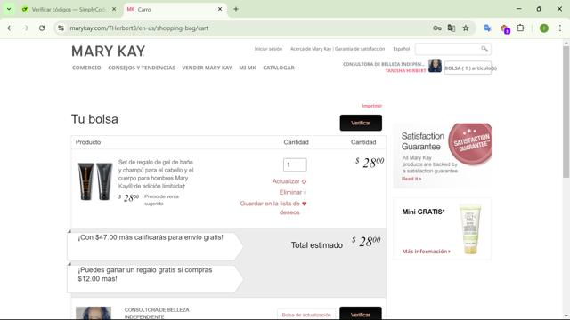 Mary Kay checkout page showing Mary Kay promo code box | Screenshot taken by SimplyCodes community member on Oct 20, 2024