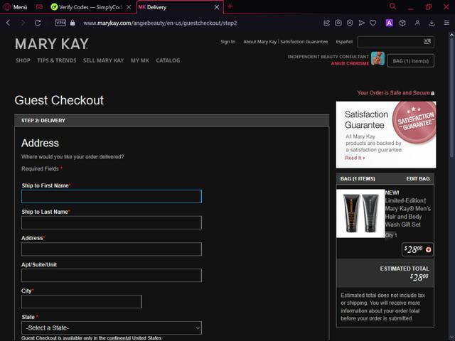 Mary Kay checkout page showing Mary Kay promo code box | Screenshot taken by SimplyCodes community member on Oct 25, 2024