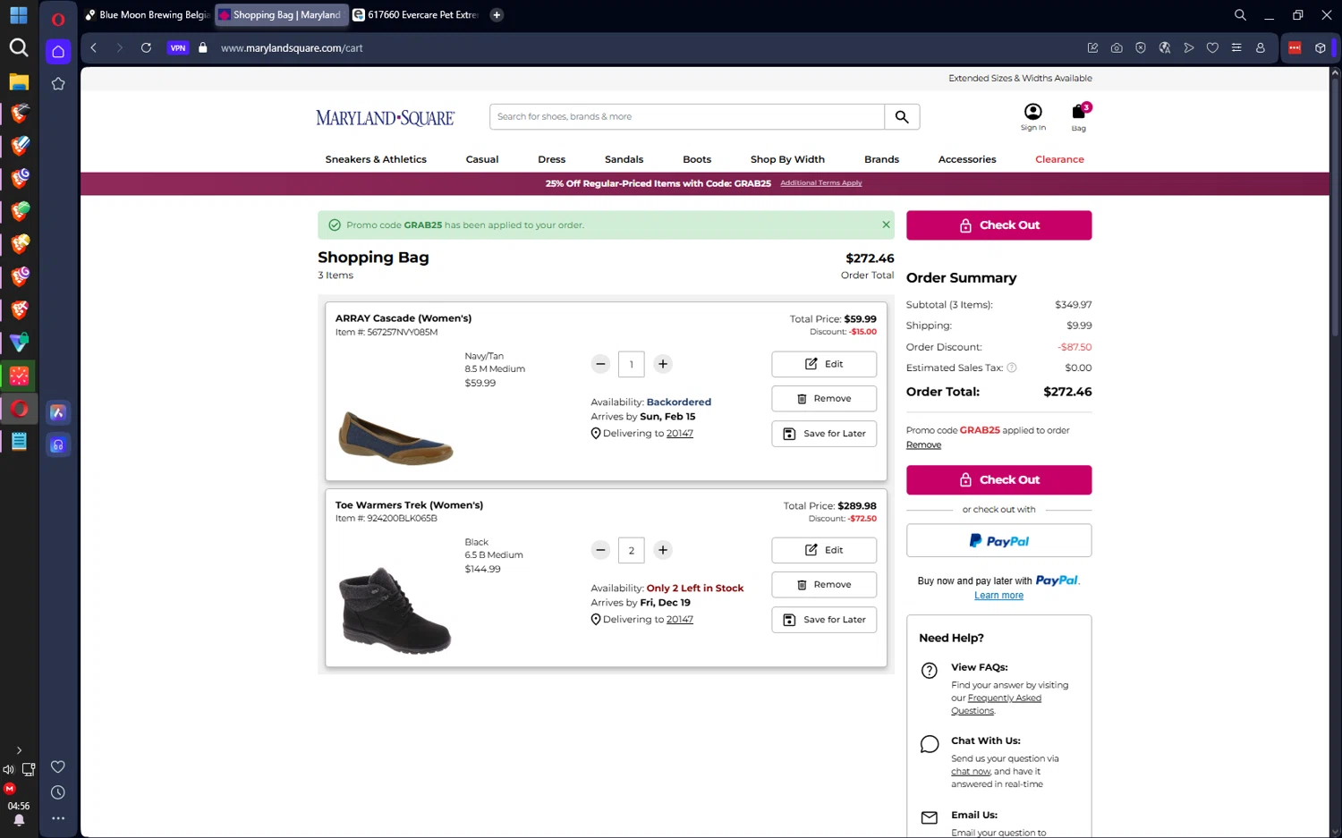 Maryland Square checkout page showing Maryland Square promo code box | Screenshot taken by SimplyCodes community member on Dec 15, 2025