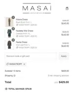 masai75off coupon verification screenshot