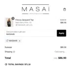MASAI45 coupon verification screenshot