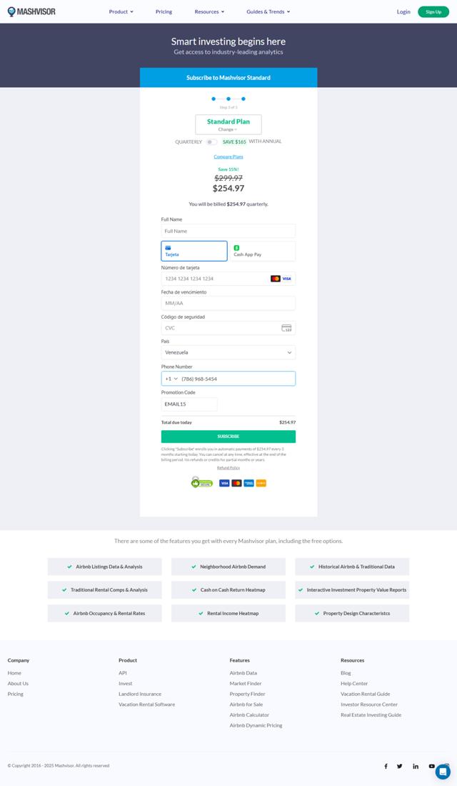 Mashvisor checkout page showing Mashvisor promo code box | Screenshot taken by SimplyCodes community member on May 26, 2025