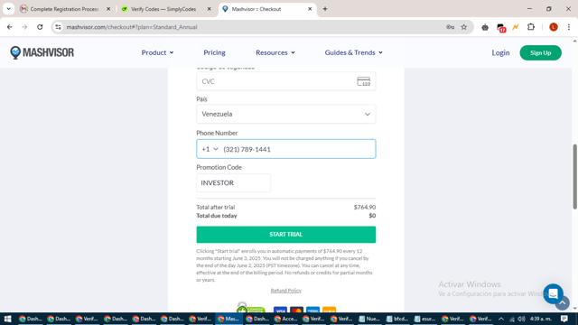 Mashvisor checkout page showing Mashvisor promo code box | Screenshot taken by SimplyCodes community member on May 26, 2025