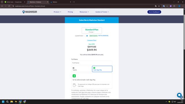 Mashvisor checkout page showing Mashvisor promo code box | Screenshot taken by SimplyCodes community member on May 14, 2025