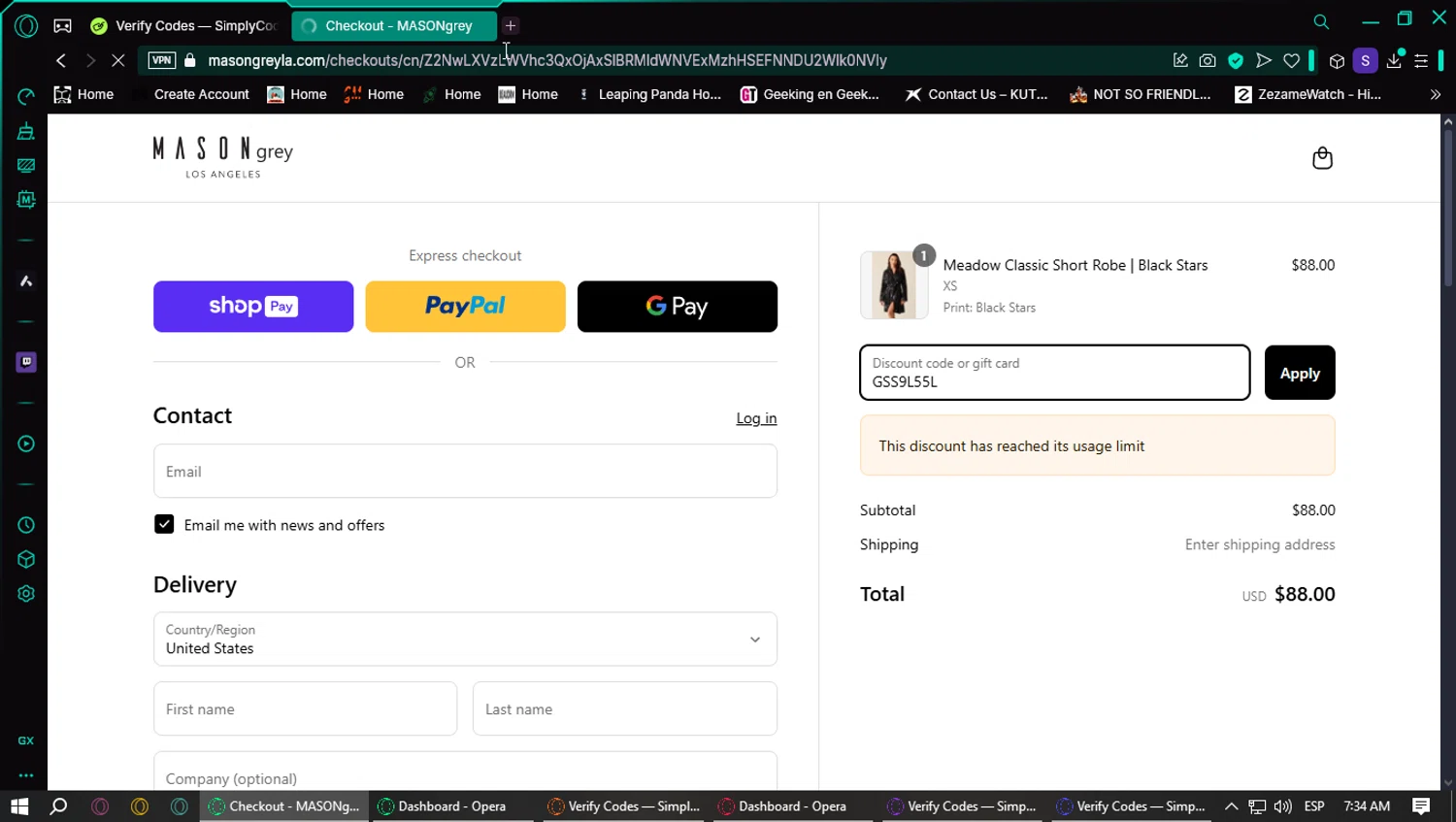 MASON GREY promo code screenshot showing code GSS9L55L applied at MASON GREY checkout page. Uploaded by SimplyCodes community member VoucherSentinel6666 on Mar 19, 2025