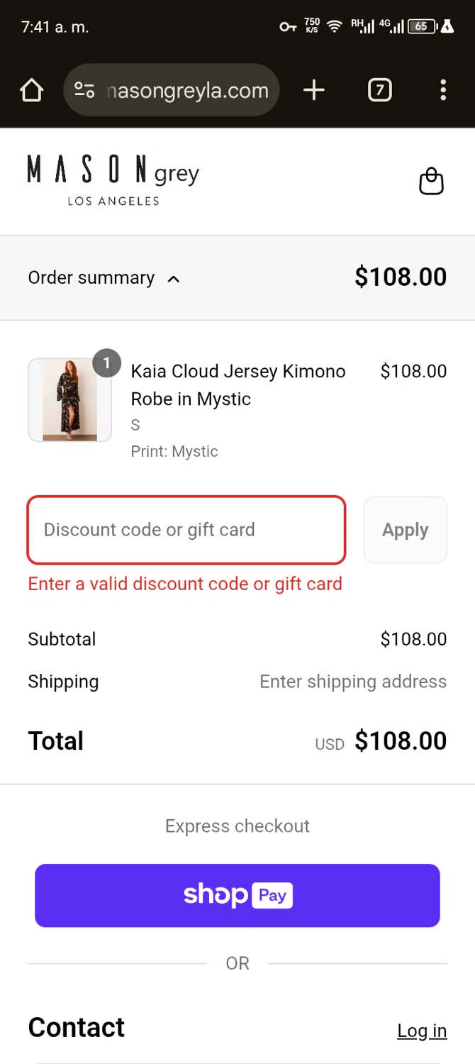 MASON GREY promo code screenshot showing code landyn10 applied at MASON GREY checkout page. Uploaded by SimplyCodes community member RebateShopper5497 on May 30, 2025