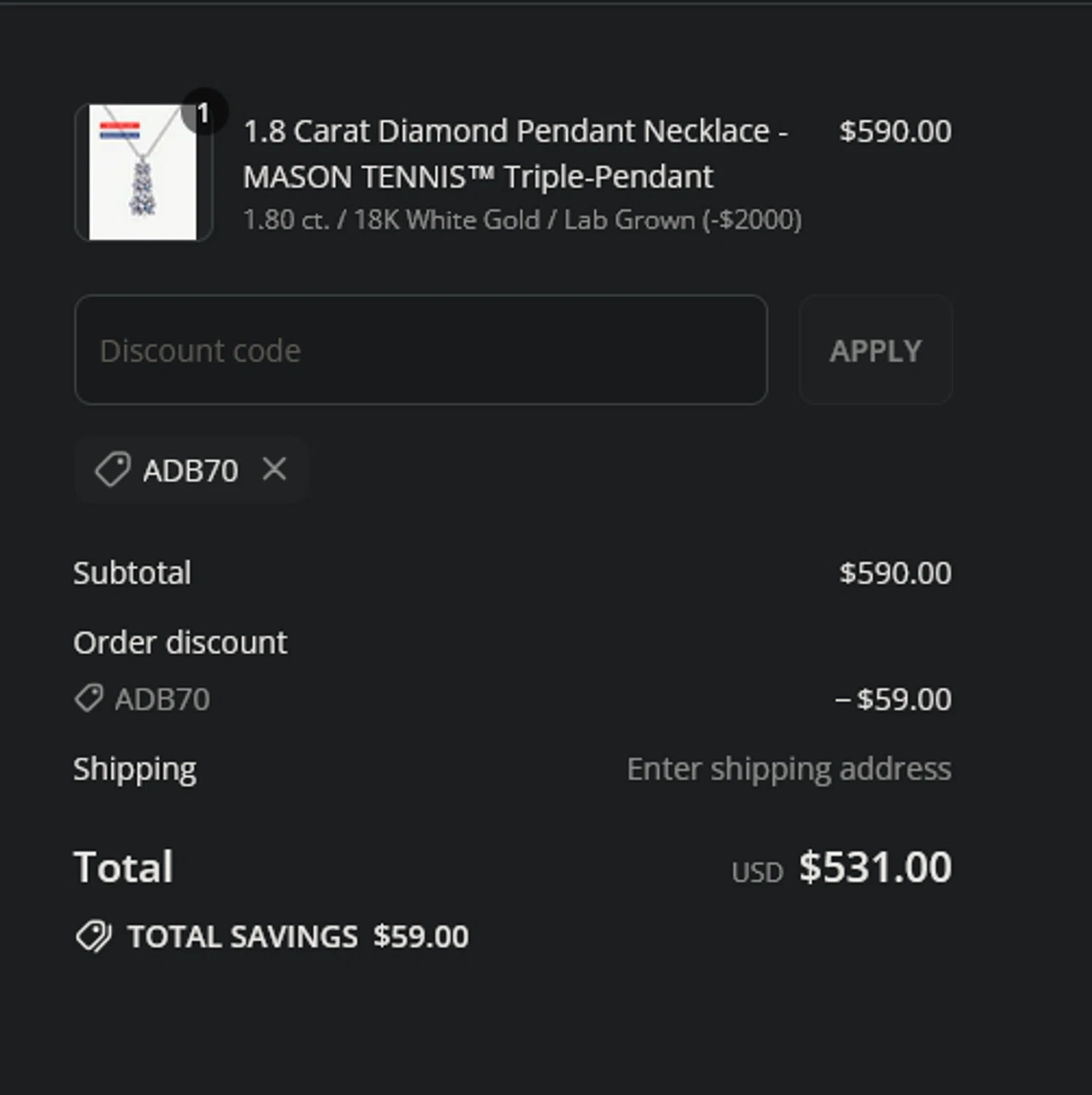 MASON New York promo code screenshot showing code ADB70 applied at MASON New York checkout page. Uploaded by SimplyCodes community member xocelot44x on Aug 22, 2025