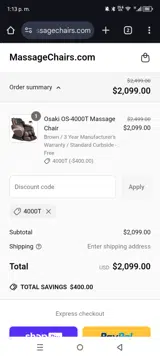 4000T coupon verification screenshot
