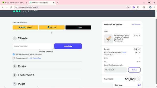 Massage Tools checkout page showing Massage Tools coupon code box | Screenshot taken by SimplyCodes community member on Sep 11, 2025