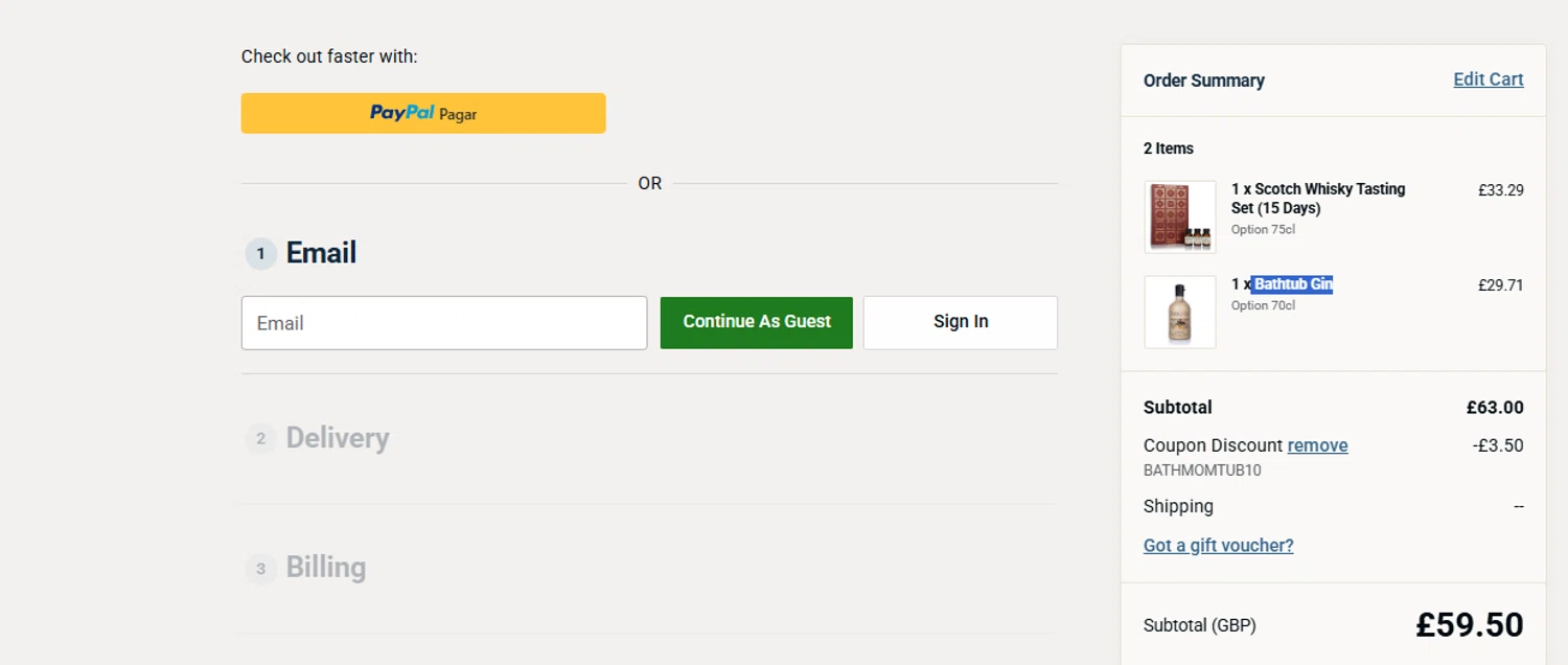 Master of Malt discount code screenshot showing code BATHMOMTUB10 applied at Master of Malt checkout page. Uploaded by SimplyCodes community member ashe1986 on Nov 27, 2025