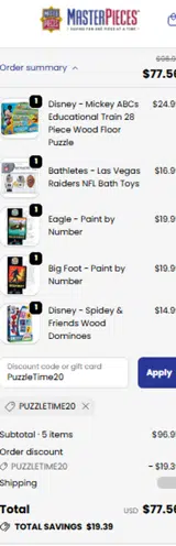 PuzzleTime20 coupon verification screenshot