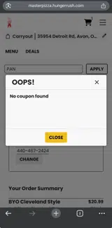 PAN coupon verification screenshot