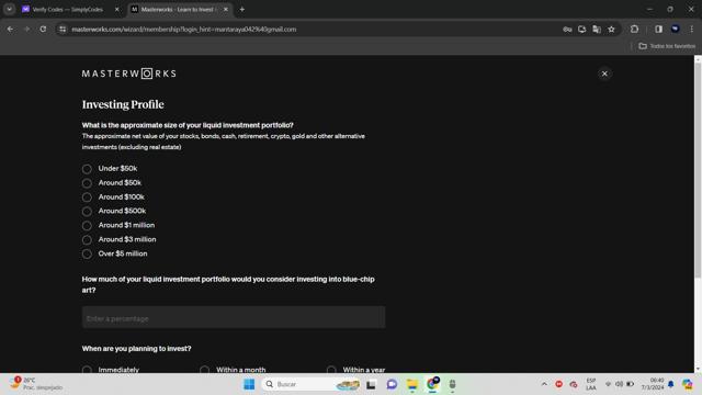 Masterworks checkout page showing Masterworks promo code box | Screenshot taken by SimplyCodes community member on Mar 7, 2024
